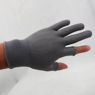 Dew two-finger dispensing gloves 13-pin non-slip fishing picking and sorting courier riding nylon touch screen labor gloves