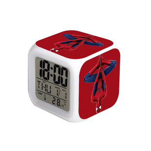 Spider-Man Hulk Venom Marvel Colorful Square Clock Student Creative Alarm Clock