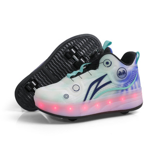 Новые четырехколесные роликовые коньки Heelys со шнурками для мальчиков и девочек, модные перезаряжаемые светящиеся легкие туфли, двойные колеса
