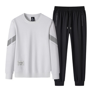 in stock Explosions Round Neck Sweater Sportswear Three-Piece Cardigan Spring and Autumn Running Sports Leisure suit Two-Piece Men's Set