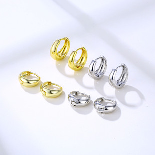 Online celebrity Korean style simple drop-type ear buckle geometric color retaining earrings female temperament personality glossy ear ring jewelry