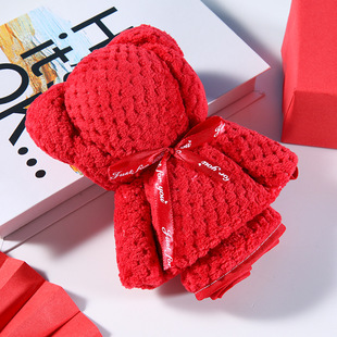 Coral fleece creative bear towel companion gift wedding gift shop gift red towel gift box manufacturers