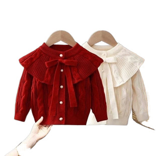 New arrival 2024 foreign-style baby sweater coat children's knitted spring and autumn cardigan top autumn girls