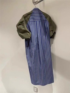 FOG SACAI SS24 spring/summer skirt loose shirt contrast color POLO collar puff sleeve striped shirt dress