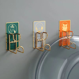 Washbasin metal hook punch-free sticky hook kitchen bathroom strong load-bearing storage rack cartoon sticker basin rack
