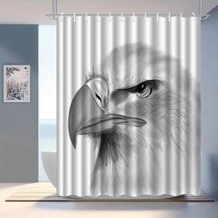 Cross-border Hot Sale Bald Eagle Series Waterproof Shower Curtain Printed Bathroom Shower Curtain Mildew Resistant Polyester Shower Curtain