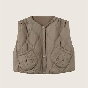 Children's Deep Autumn Vest 2024 Autumn and Winter Jacket Girls' All-match Western-style Two-color Korean-style Vest Large-size Children's Jacket