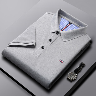 Men's Summer Business Casual Elastic Breathable T-Shirt Explosions Men's Polo Shirt Short-sleeved Lapel Father's Top