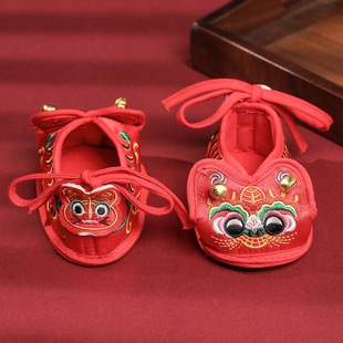 Tiger head shoes baby boys baby 1 year old female treasure 100 days baby handmade cloth shoes non-legacy wedding shoes 0