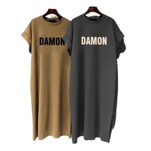 Short-sleeved T-shirt Women's 2024 Summer Loose Slimming plus size Casual Mid-length Over-knee Flying Sleeve dress Trendy