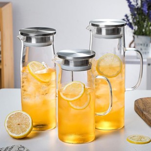 High Borosilicate Glass Straight Pot Cool White Open Cool Water Kettle Office Large Capacity Transparent Glass Juice Cold Water Kettle