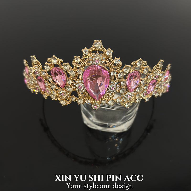 European and American Hot-Selling Retro Bridal Crown Rhinestone Headband Women's Fashionable High-End Crown Hair Accessories Wedding Queen Headwear