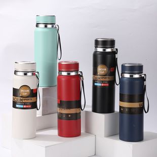 Cross-border new simple 316 stainless steel thermos cup car cup portable with rope large capacity