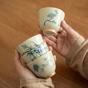 ICE table glaze hand painted plum orchid bamboo chrysanthemum Master Cup gift box set ceramic Chinese kung fu tea set Tea Tea Cup gift