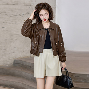Counter genuine goods Haining Genuine Leather Women's Brand Spring and Autumn Korean All-match Loose plus size Sheepskin Jacket Wholesale