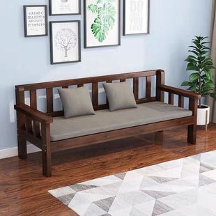 Solid Wood Sofa Bench Home Nordic Fabric Casual Backrest Chair Rental Room Small Apartment Double Three-Person Bench