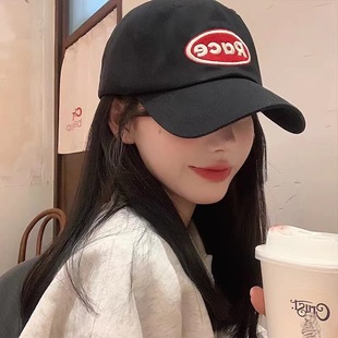 Race letter embroidered baseball cap spring and summer new Korean ins hat bright line color matching couple all-match peaked cap for women