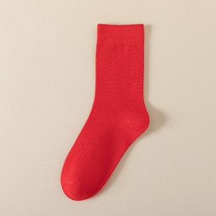 New Year red socks double needle twist mid-calf socks birth year red socks combed cotton festive lucky women's socks