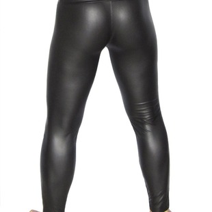 Charming Color Sexy Men's Body-Shaping Imitation Leather Leggings NN25 Men's Base Underwear Suit Short-Sleeved Imitation Leather Leggings