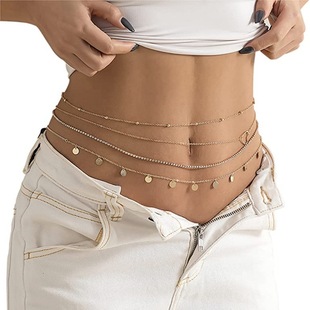 European and American Cross-border Jewelry Retro Metal Waist Chain Women's Multi-layer Chain Accessories Personalized All-match Waist Body Chain in stock