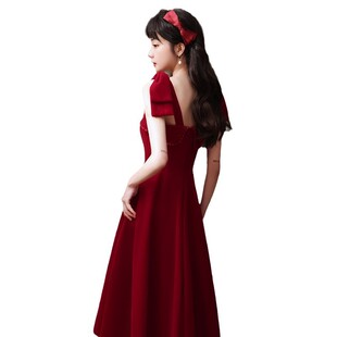 Toasting Dress Bride 2022 Summer Wedding Dinner Annual Meeting Comfortable Texture Sling Dress Elegant Celebrity Dress