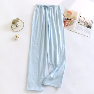 Thin Pure Cotton Gauze Pajama Pants Spring and Summer Japanese Casual Solid Color Men's Household Trousers Outwear Home Pants