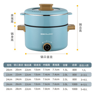 Rongshida brand Nordic style double-layer mini electric cooking instant noodle pot home dormitory student gift wholesale electric hot pot