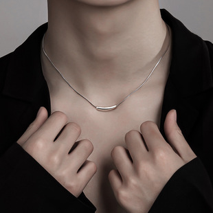 Fashionable Simple High-end Sense Small Eggplant Titanium Steel Necklace Men's ins Cold Style Niche Design All-match Clavicle Chain for Women