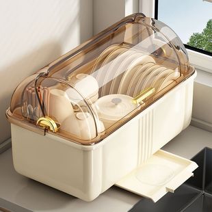 Kitchen Bowl and Chopsticks Storage Box Household Large Capacity Bowl Rack Multifunctional Drain Rack with Lid Tableware Cupboard Cupboard