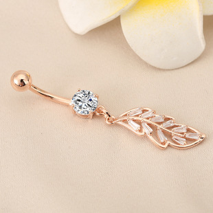 Новый belly ring человеческое тело пирсинг украшения листья пупка кольцо с цирконом европейский и американский стиль пупка пупок пупок