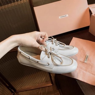 in stock Sheepskin Edition British Style Old Dirty Lace-up Soft Bottom Loafers Retro Slip-on Shoes