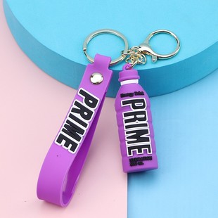 Creative cartoon cross-border silicone three-dimensional small size beverage bottle collection couple car gift keychain ornaments wholesale