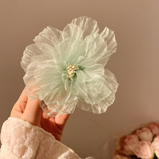 High-Grade ~ Super fairy mesh White Flower hairpin female bangs side clip hair accessories spring and summer hairpin seaside headdress