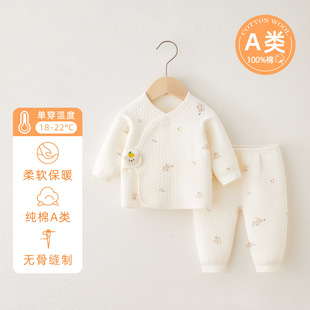 Newborn Baby Spring and Autumn Cotton Warm Split Clothes Baby Autumn and Winter Class A Base Thermal Underwear suit