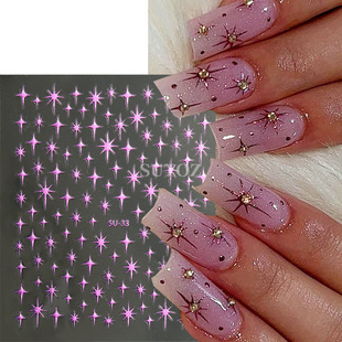 2024 Spelling Evening New Nail Art Stickers Instagram Summer Pure Desire Four Mans Star Nail Shape Back Adhesive Sticker