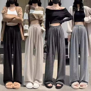 Customized Walking Pants, Glutinous Rice Yamamoto Pants for Women, Autum Lazy Style, Fashionable Flap Pocket Pants Straight Pants, High Waist Wide Leg Pants for Women
