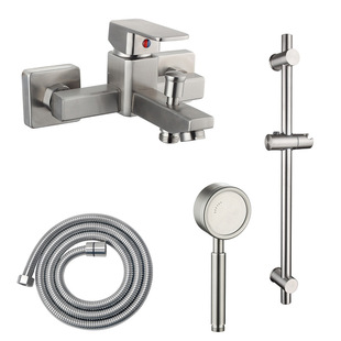 304 stainless steel bathtub faucet hot and cold mixing valve shower square triple faucet factory wholesale