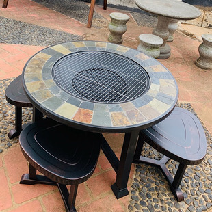 Outdoor Barbecue Table and Chair Charcoal Rack Barbecue Oven Courtyard Garden Open-air brazier Leisure Indoor Household Enclosing Stove for Tea