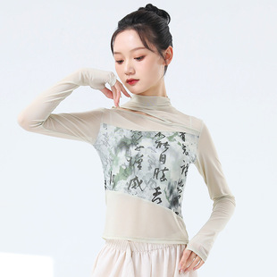Modern Dance Practice Suit Women's New Style Dance Suit Mesh Half-high Collar Set Finger Classical Dance Chinese Style Examiner Top