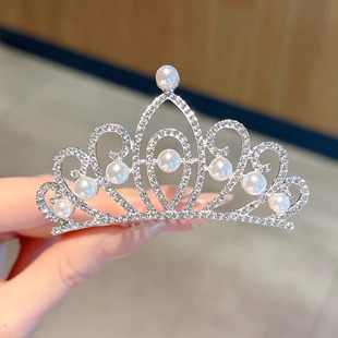 Children's Rhinestone Crown Hair Comb Princess Classy Crown Tiara Girls Comb Little Girl Hairpin Performance Hairpin