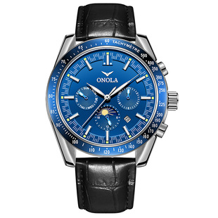 Cross-border business explosions ONOLA/Aolona multi-function automatic mechanical leather watch men's waterproof watch men