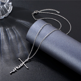 Cross-border new steel decorative European and American smooth stainless steel hip-hop disco girl cross necklace wholesale
