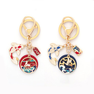 Koi Chinese ancient style future like brocade carp keychain bag pendant for couple girlfriends exam gift jewelry