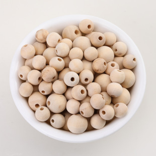 4-50mm Wood Color Large Hole Wooden Beads Loose Beads DIY Jewelry Accessories Lotus Wood Straight Hole Round Beads Handmade Beading Material