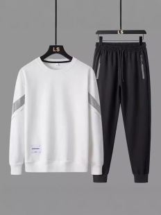 Casual Sports Suit Men's Round Neck Sweatshirt Spring and Autum 2024 New Handsome Men's Clothing Set with Tops