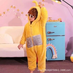 Cross-border foreign trade children's animal jumpsuit climbing clothes baby autumn and winter flannel gray wolf turtle haka one-piece pajamas