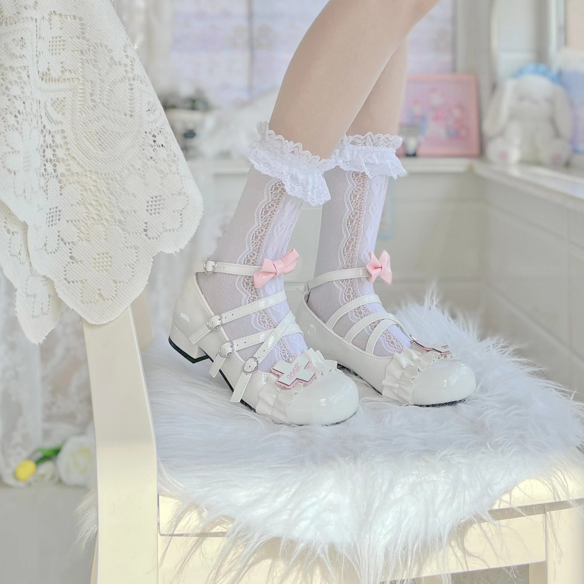 Japanese Style JK Love Lace Lace Calf Socks Lolita Medium Short JK Socks Women's Thin Spring and Summer Lolita