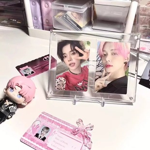 Acrylic Photo Frame Magnetic Attraction Pendulum for 3-inch Photo Ornaments Double-sided Transparent Brand Storage Ribbon di