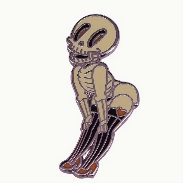 Funny Punk Skull Girl Enamel Brooch Metal Badge Creative School Bag Decorative Collar Pin