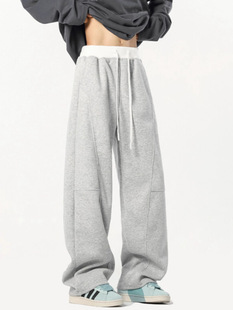 American Style Heavy cleanfit Scimitar Sweatpants Men's Spring and Autumn Straight Wide Leg Pants Fashion Brand Loose Casual Pants